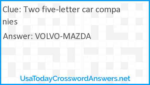 Two five-letter car companies Answer
