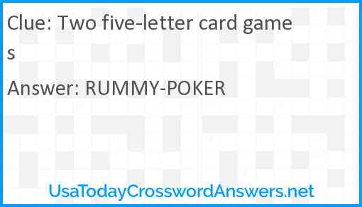 Two five-letter card games Answer