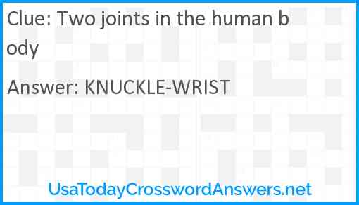 Two joints in the human body Answer