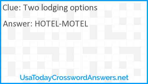 Two lodging options Answer