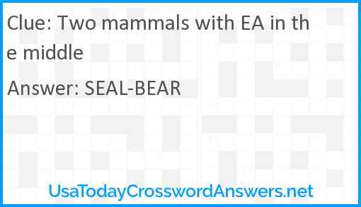Two mammals with EA in the middle Answer