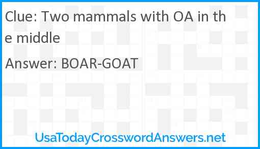 Two mammals with OA in the middle Answer