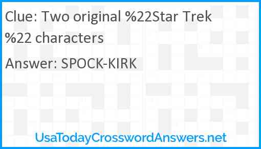 Two original %22Star Trek%22 characters Answer