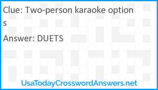 Two-person karaoke options Answer