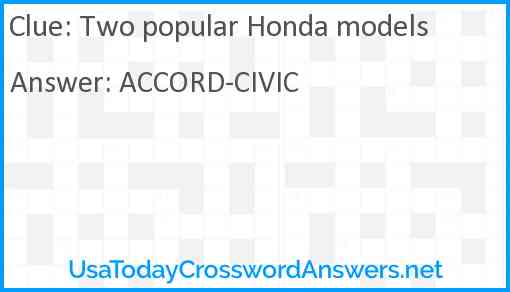 Two popular Honda models Answer
