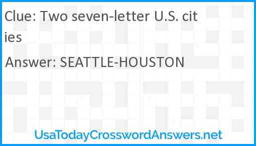Two seven-letter U.S. cities Answer