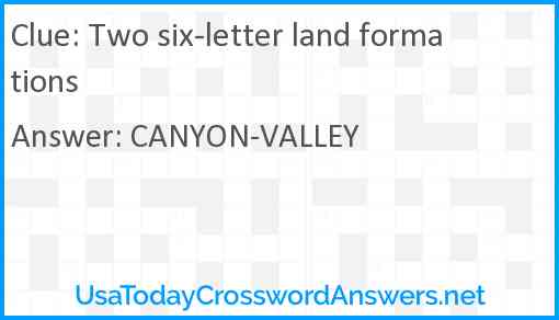 Two six-letter land formations Answer