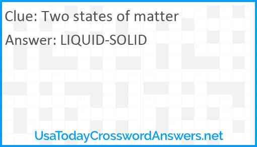 Two states of matter Answer