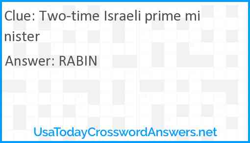 Two-time Israeli prime minister Answer