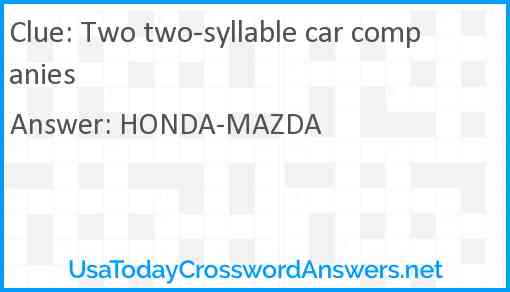 Two two-syllable car companies Answer