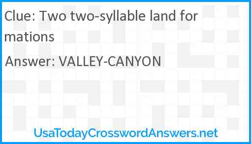 Two two-syllable land formations Answer