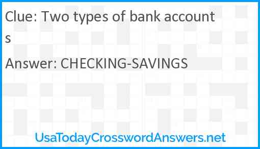 Two types of bank accounts Answer