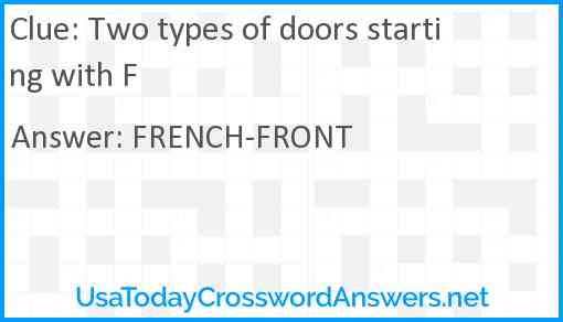 Two types of doors starting with F Answer