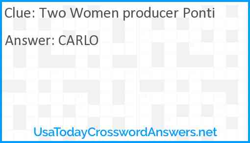 Two Women producer Ponti Answer
