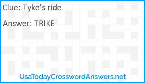 Tyke's ride Answer