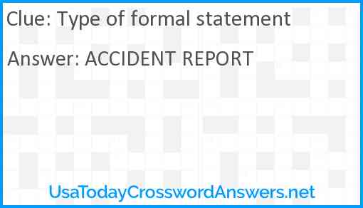 Type of formal statement Answer