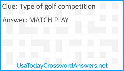 Type of golf competition Answer