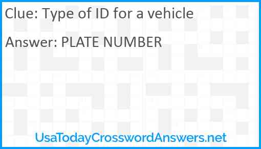 Type of ID for a vehicle Answer