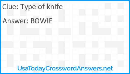 Type of knife Answer