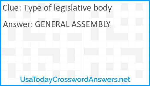 Type of legislative body Answer