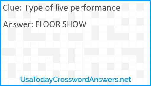 Type of live performance Answer