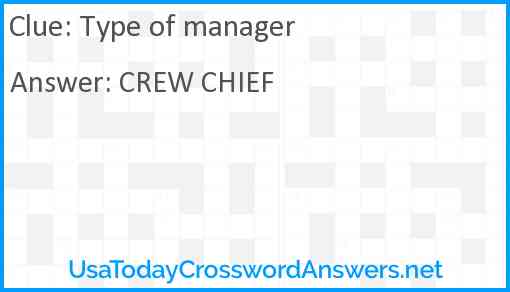 Type of manager Answer