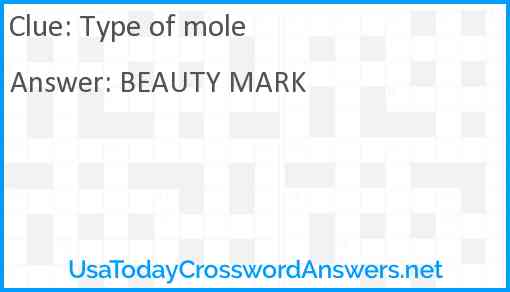 Type of mole Answer