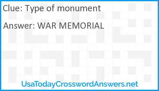 Type of monument Answer