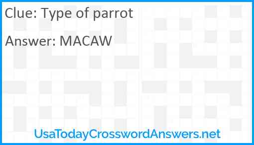 Type of parrot Answer