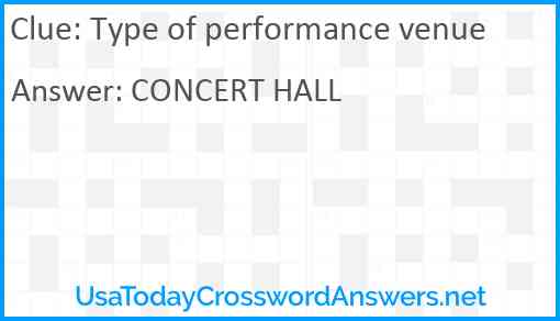 Type of performance venue Answer