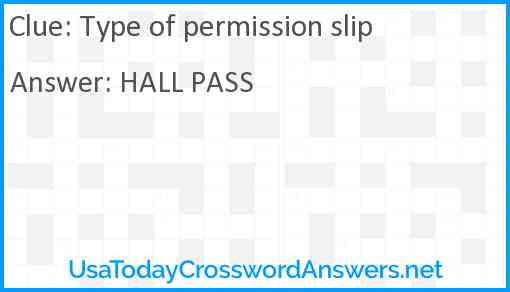Type of permission slip Answer