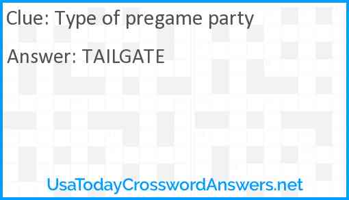 Type of pregame party Answer