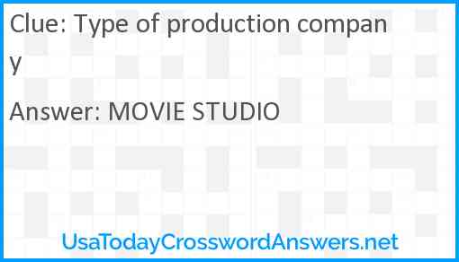 Type of production company Answer