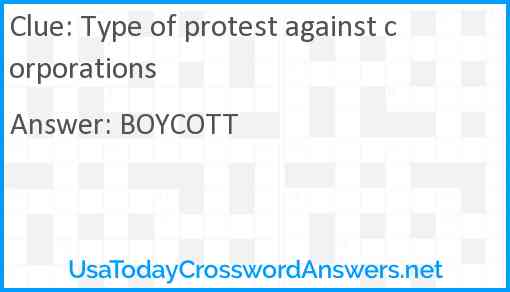 Type of protest against corporations Answer