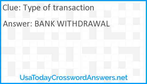 Type of transaction Answer