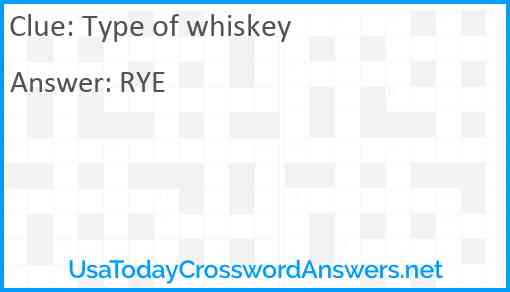 Type of whiskey Answer