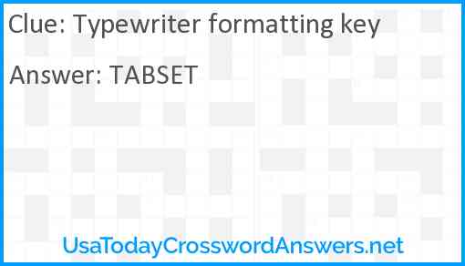 Typewriter formatting key Answer