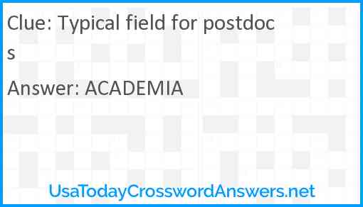 Typical field for postdocs Answer