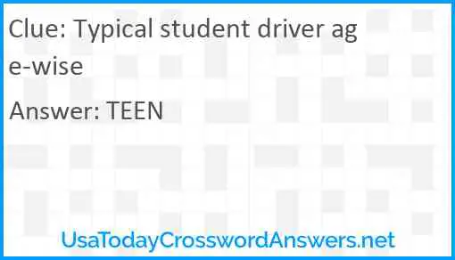 Typical student driver age-wise Answer