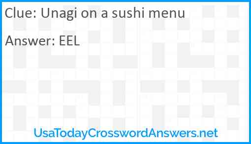 Unagi on a sushi menu Answer