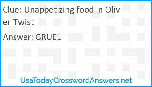 Unappetizing food in Oliver Twist Answer