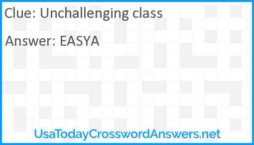 Unchallenging class Answer