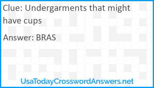 Undergarments that might have cups Answer