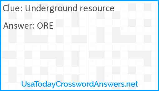 Underground resource Answer