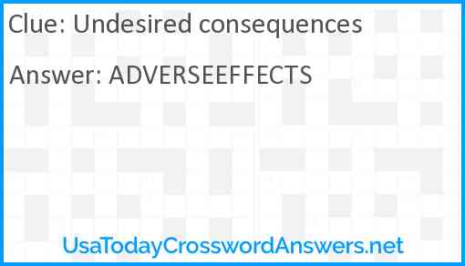 Undesired consequences Answer