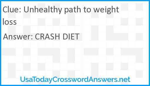 Unhealthy path to weight loss Answer