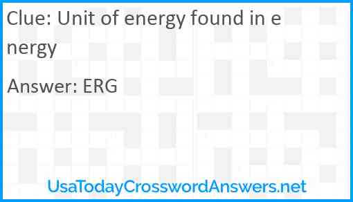 Unit of energy found in energy Answer