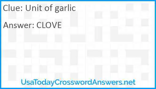 Unit of garlic Answer