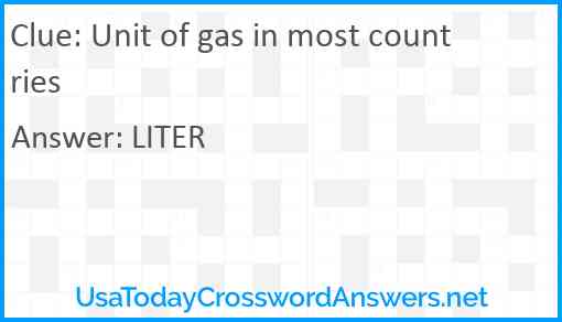 Unit of gas in most countries Answer