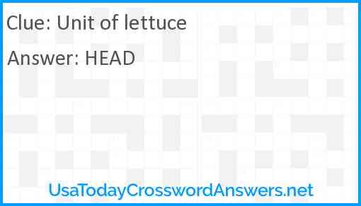 Unit of lettuce Answer